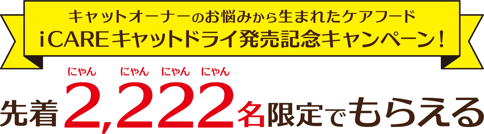 キャットオーナーのお悩みから生まれたケアフード i CAREキャットドライ発売記念キャンペーン！先着で2,222名に当たる！